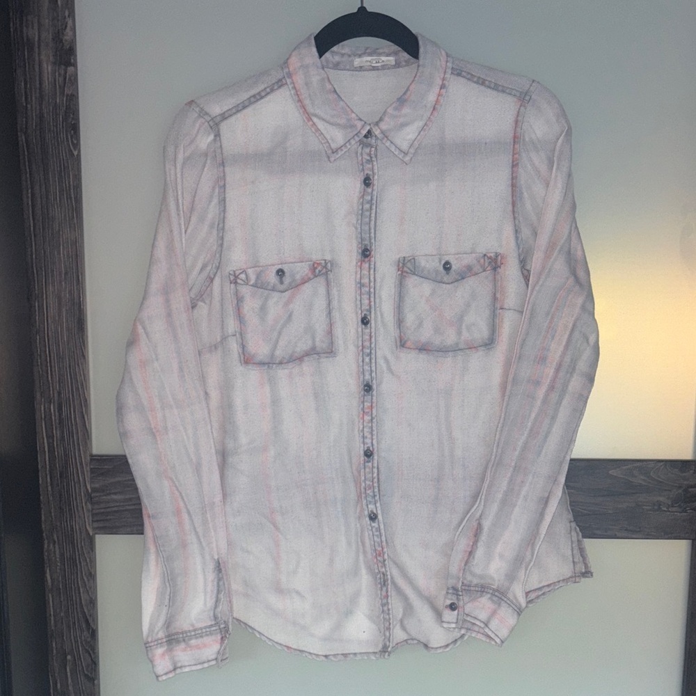 Maurice's Flannel Button Up Shirt Distressed Medium - Picture 1 of 8